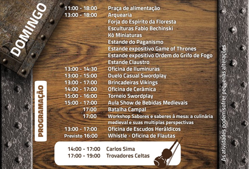 Parque Histórico divulga programação da Feira Medieval