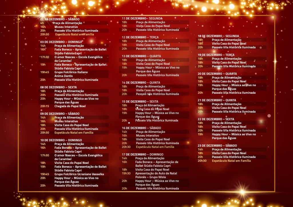 Parque Histórico divulga a programação do Natal no Parque