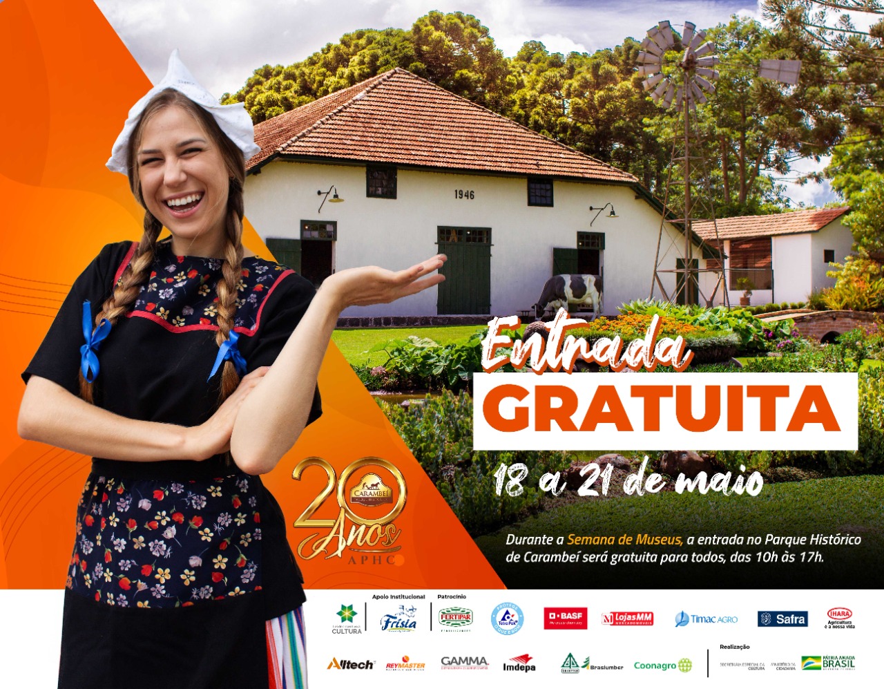 Parque Histórico terá entrada gratuita entre os dias 18 e 21 de maio
